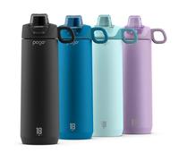 Pogo Active Vacuum Insulated Stainless Steel Water Bottle with Leak Proof Chug Lid and Silicone Carry Loop, Powdercoat, Black, 18 oz