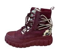 Pogolino Women's Boots Platform High Top Sneakers Ankle Boots Jeans Leopard Glitter Animal Print 8-123, wine red, 4 UK