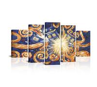 PoGoXiPoYo Large 5pcs Doctor Who Exploding Tardis Canvas Prints Television Show Dr Who Van Gogh Inspired Time Travel Poster Art Print Decorative Painting Stretched Canvas Ready to Hang 60x32