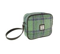POGSTER Harris Tweed Almond Mini Bag for Women - Faded Green Tartan Wool Handbag with Adjustable Strap, Lightweight Designer Shoulder Bag