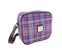 POGSTER Harris Tweed Almond Mini Bag for Women - Purple & Mint Check Tartan Wool Handbag with Adjustable Strap, Lightweight Designer Shoulder Bag