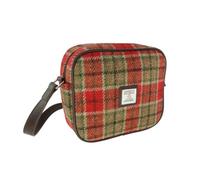 POGSTER Harris Tweed Almond Mini Bag for Women - Red & Green Tartan Wool Handbag with Adjustable Strap, Lightweight Designer Shoulder Bag