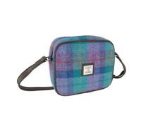 POGSTER Harris Tweed Almond Mini Bag, Green & Purple Tartan, Wool, Adjustable Strap, Lightweight Designer Shoulder Bag for Women