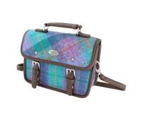 POGSTER Harris Tweed Bervie Scottish Wool Handbag, Green & Purple Tartan, with Adjustable Shoulder Strap, Crossbody Satchel