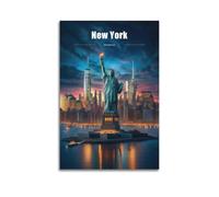 POGUZHS America New York Vintage Travel Poster Picture Print Canvas Wall Paint Arts Decor Modern Home Artworks Idea 12x18inch(30x45cm)