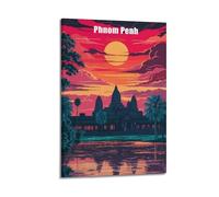 POGUZHS CAMBODIA Phnom Penh Vintage Travel Poster Room Aesthetic Print Art Wall Painting Canvas Modern Bedroom Decor 24x36inch(60x90cm)