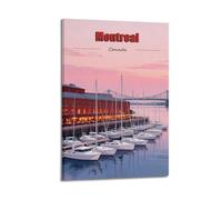 POGUZHS Canada Montreal Vintage Travel Poster Canvas Wall Art Picture Prints Hanging Photo Idea Decor Homes Artworks 24x36inch(60x90cm)