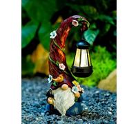 Pohabery Gnome Garden Decor Statue Solar Gnomes Decorations for Yard with Lantern Light Outdoor Decorations for Patio Mom Gift