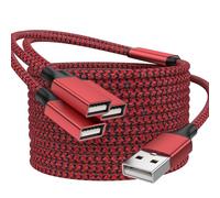 POHFP 6.6FT USB Splitter 3 in 1 Out, A Male to 3 Female Extension Y Cable Support Charging and Data Transfer for TV/PC/Laptop/Keyboard/ PS4/5/ Flash Drive/LED Etc.(Red)