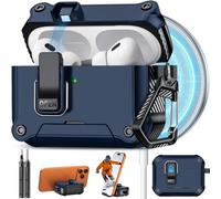 Pohgelan Compatible with AirPods Pro 2nd/1st Case,Magnetic Automatic Lock with Cleaning Kit,Compatible with Magsafe,Carbon Fiber Texture Cover (Dark Blue, AirPods Pro 2nd/1st (2023/2022/2019))