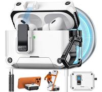 Pohgelan Compatible with AirPods Pro 2nd/1st Case,Magnetic Automatic Lock with Cleaning Kit,Compatible with Magsafe,Carbon Fiber Texture Cover (White, AirPods Pro 2nd/1st (2023/2022/2019))
