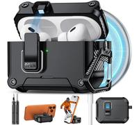 Pohgelan Compatible with AirPods Pro 2nd/1st Case,Magnetic Automatic Lock with Cleaning Kit,Compatible with Magsafe,Carbon Fiber Texture Cover (Black, AirPods Pro 2nd/1st (2023/2022/2019))