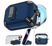 Pohgelan Compatible with AirPods Pro 2nd/1st Generation Case,Compatible with Magsafe,Magnetic Automatic Lock with Phone Stand & Cleaning Kit for iPod Pro Charging Case (Dark Blue)