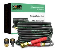 POHIR 3/8 Inch Pressure Washer Hose 25 FT with Adapter Set, 4800PSI Hot and Cold Water Max 248°F, High Tensile Wire Heavy Duty Commercial Grade Hose, 2pcs M22 14mm to 3/8 Quick Connect Accessories