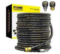 POHIR Pressure Washer Hose 70ft with 3/8" Quick Connector, High Tensile Wire Braided Kink Resistant 1/4 Inch Power Washer Hose 4200 PSI, 2pcs M22 14mm to 3/8" Adapter Set, Multi-Scene Use