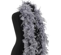 Pohotobooth Props Ltd Deluxe Midnight Silver Feather Boa 100g - 180cm Premium Fluffy Party Costume Accessory