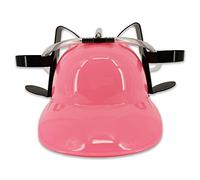 Pohotobooth Props Ltd Drinking Helmet Pop Soda Hat Hand- Free Can Holder With Straw (Pink)
