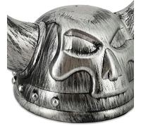 Pohotobooth Props Ltd Metallic Affect Plastic Thor God of Thunder Viking Helmet with Horns - for Costumes, Parties & Display (Silver)