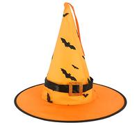 Pohotobooth Props Ltd Orange with Black Bat Pointy Halloween Wizard or Witches Hat