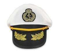 Pohotobooth Props Ltd Party Captain Police Hat - Fancy Dress Nautical Party Accessory for Hen Do, Stag Night, Halloween, Festivals, Pride, Beach & Themed Event (White Nautical Captain Hat)
