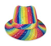 Pohotobooth Props Ltd Vibrant Sequin Fedora Hat - Sparkling Trilby Jazz Party Gangster Hat for Adults, One Size Fits All, Multiple Colors Available (Multicolour)