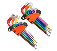 POHOVE 18 Pcs Allen Key Set, Metric Ball End Allen Hex Key Set and Torx/Star Key Set, Alan Keys Sets with Colour Coding, Sizes 1.5mm-10mm & T10-T50, for Furniture Assembly, Bicycle Repair