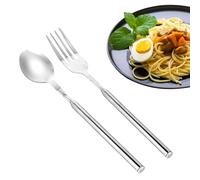 POHOVE 2 Pcs Extendable Fork Spoon, Telescopic Fork and Spoon, Stainless Steel, 1 Set, 2 Items, 2 Pcs, BBQ Fruit