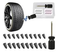 POHOVE 20 PCS Heavy-Duty Tyre Repair Screws, Storage Tool Box, Instant Flat Tire Plug Kit for Car, Bike, Motorbike, Bicycle Emergency Puncture Repair, Self-Service Rubber Nails with Screwdriver