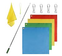 POHOVE 4Pcs Horse Training Flag Tour Guide Flag with 63" Telescopic Stick Handheld Flagpole,Retractable Horse Training Equipment Horse Flag with Clips,for Horse Lunging Training