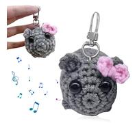 POHOVE Sad Hamster Keychain, Sad Hamster Plush Keychain with Sound, Knitted Hamster Teddy Keychain Cute Handwoven Stuffed Animals Hamster Toy(COLOR:Gery)