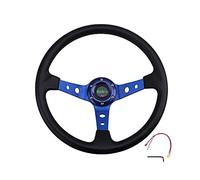 POHOVE Universal Racing Wheel, 13.8" 350mm Deep Dish 6 Bolt PU Aluminum Alloy Steering Wheel With Horn Button, For Most Vehicles