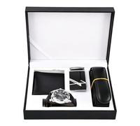 POHOVE Wallet and Belt Gift Set,Gift Set 3pcs hion Valentine's Day Box Accessories PU olleague Father Boyfriend Wallet Watch Belt Men Husband(Black)