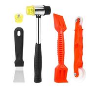 POHOVE Window Glazing Tool Kit,4PCS Heavy-Duty Glazing Tools,Glazing Tools Bundle Multi-Functions Hammer,Red Window Roller,Steel Scraper,Plastic Shovel,for Windows, Doors Hand Tool Sets