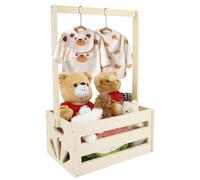 POHOVE Wooden Baby Shower Basket, Baby Shower Crate Closet, Gift Basket with Handle for Pregnant New Parents New Born Shower