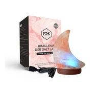 POHS USB Himalayan Mini Moon Salt Lamp, 7 Color Changing LED Bulb, Hand Crafted Crystal Rock Salt Night Light for Home Decor, Desk, and Gift | Premium Quality Wood Base and USB Cable
