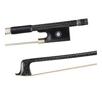 POHTYIT beginner violin bow Silver Braided Carbon Fiber Violin Bow 4/4 Full Size Ebony Bow With Circle Eye Inlay Pure White Horse Hair