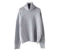 Pohullan Autumn Winter Casual Cashmere Thick Sweater Pullovers Women Loose Turtleneck Women's Sweaters Jumper Gray