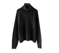 Pohullan Autumn Winter Casual Cashmere Thick Sweater Pullovers Women Loose Turtleneck Women's Sweaters Jumper Black