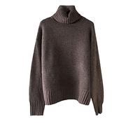Pohullan Autumn Winter Casual Cashmere Thick Sweater Pullovers Women Loose Turtleneck Women's Sweaters Jumper Coffee