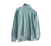 Pohullan Autumn Winter Women's Turtleneck Loose Warm Women's Sweaters Women's Jumper Long Sleeve Thick Sweater Female Turquoise