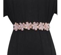 Pohullan Rhinestone Stretch Belt Wide Dressy Belt Women Flower Elastic Belts Fancy Dress Waist Accessories pink One Size