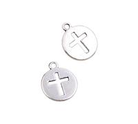 POIAFTETMA New 2026 Unisex 20Pcs Charrms Cross Cut Out 18X15Mm Bronze Silver Color Pendants Antique Jewelry Making DIY Handmade Craft Fashion Trendy Accessories Creative Gift For Women And Men
