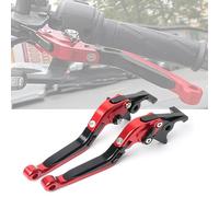 POIBNZ 2Pcs Motorcycle Brake Clutch Lever for Kawasaki KLX 250 1980-2021, Motorcycle Adjustable Folding Brake Clutch Levers Accessories, Short Long Hand Grip Set,B Red+Black