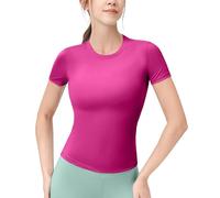 POIHIDE Gym T Shirts Women Short Sleeve Tummy Control Compression Shirt