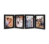 POILKMNI 4 Folding 4x6 Inch Hinged Picture Frame High Definition Natural Wood Picture Frame Rustic Desktop Acrylic Frame Family Photo Collage for Birthday Father's Day Christmas Family Lover Gift