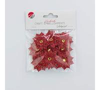 Poinsettia Artificial, 10Pcs Red Jewelled Poinsettia Christmas Decorations for Xmas Tree Garlands Wreaths, Fake Poinsettia Flower for Gift Tags, DIY Art Crafts, Scrapbooking (Jewelled Poinsettias)