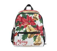 Poinsettia Bells Toddler Backpack, Boy Backpack Preschool Bag Kindergarten Schoolbag Nursery Travel Bag for Girl