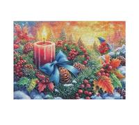 Poinsettia Christmas Candle 300 Piece Jigsaw Puzzle for Adults Teens Post Work Wind Down Mind Calming Whimsical Design for Friends 300 PCS