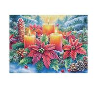 Poinsettia Christmas Candle 500 Piece Complete Jigsaw Puzzle Set Teens Beginners Educational Challenge Puzzle Fans Group Play Anniversary Creativity & Gift Giving 500 PCS