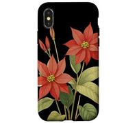 Poinsettia Flower Scientific Name Retro Illustration Flora Case for iPhone X/XS